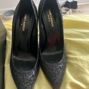 NEW in box never used! YSL Opyum black glitter heels